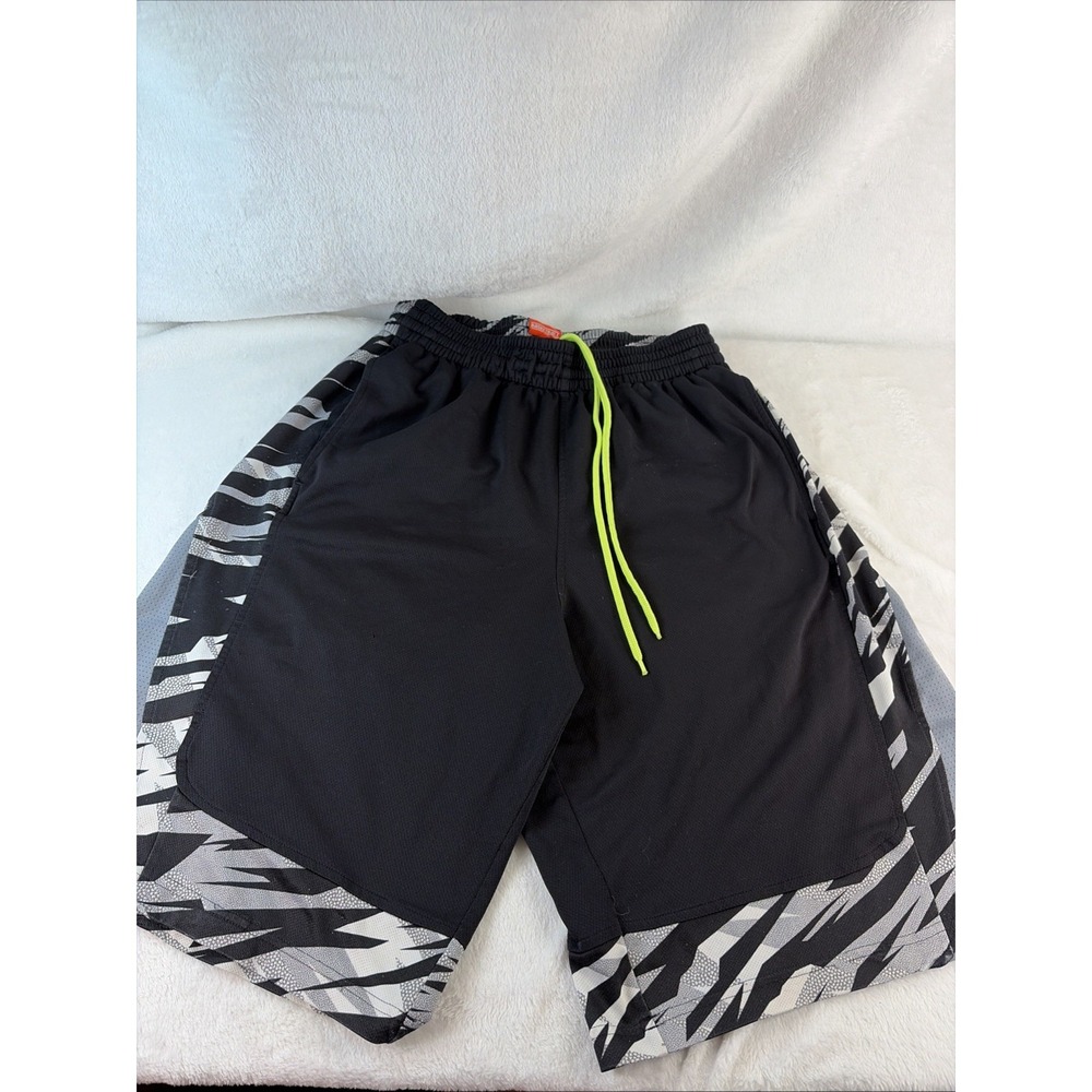 Adidas Basketball Shorts Men's Medium Black Gray Graphic Zebra Print‎ Neon Green